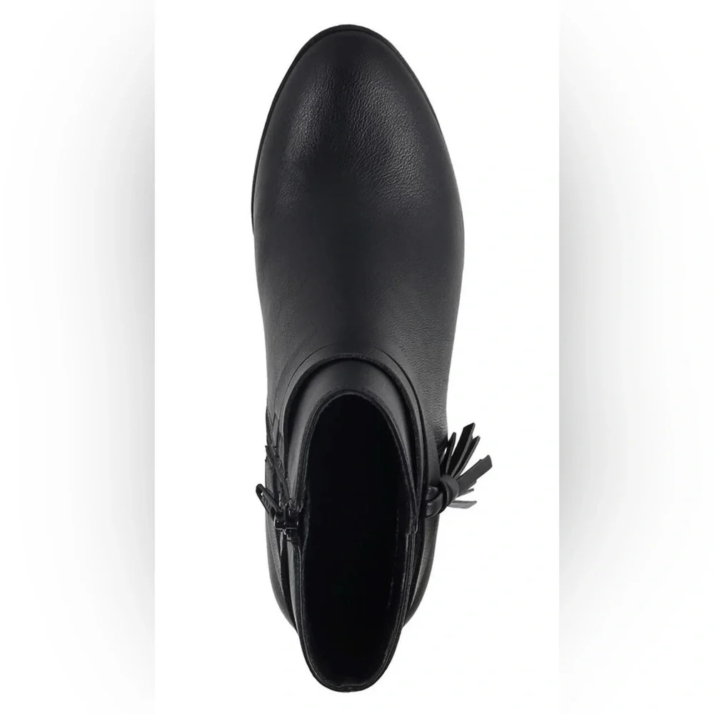 Style & Co. Black Leather Tassel Ankle Boots